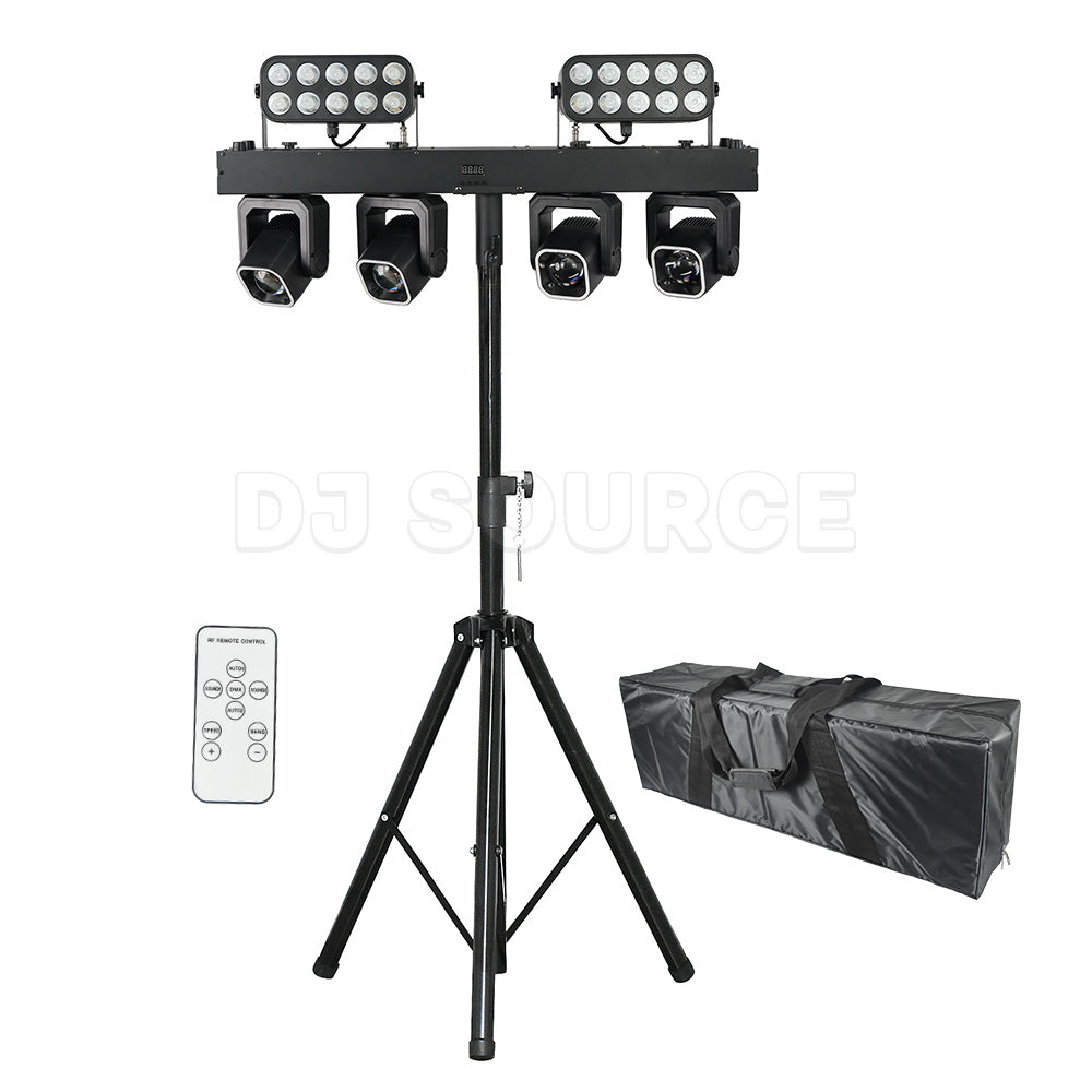 DJSOURCE Par Set LED RGBW 4in1 4x40W Beam Moving Head 20x6w LED RGBW Wash Strobe Effect Bar Stand For Party Dj Disco Club Wedding Stage