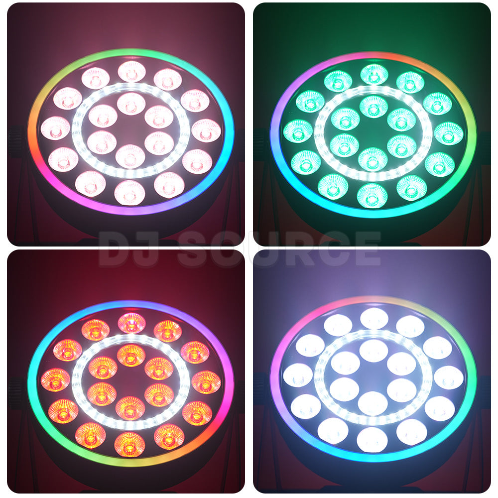 DJSOURCE LED 18x4W RGBW 4in1 With LED Ring Stage Par Lighting Club Wash Effect Strobe Flat Bar Lighting Dj Disco Concert Light