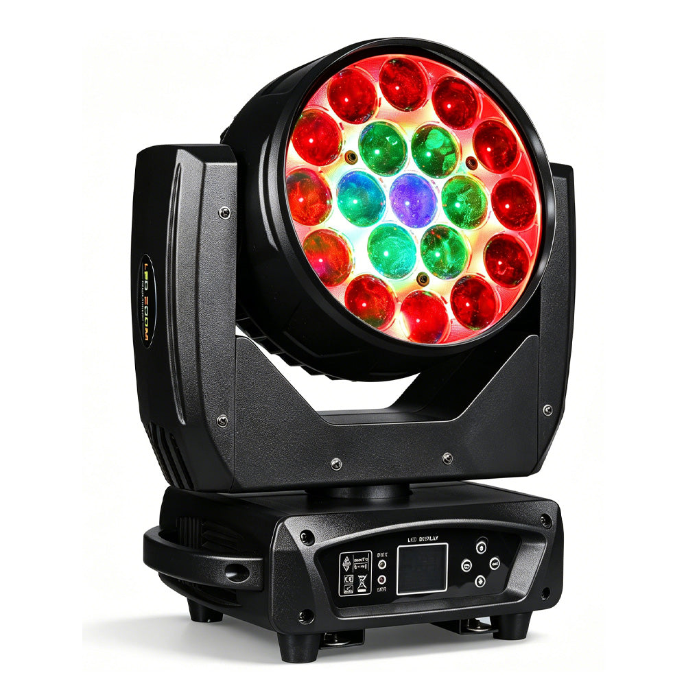 DJSOURCE LED 19x15w RGBW 4in1 Zoom Wash Effect Moving Head Stage Lights For Dj Party Club Stage