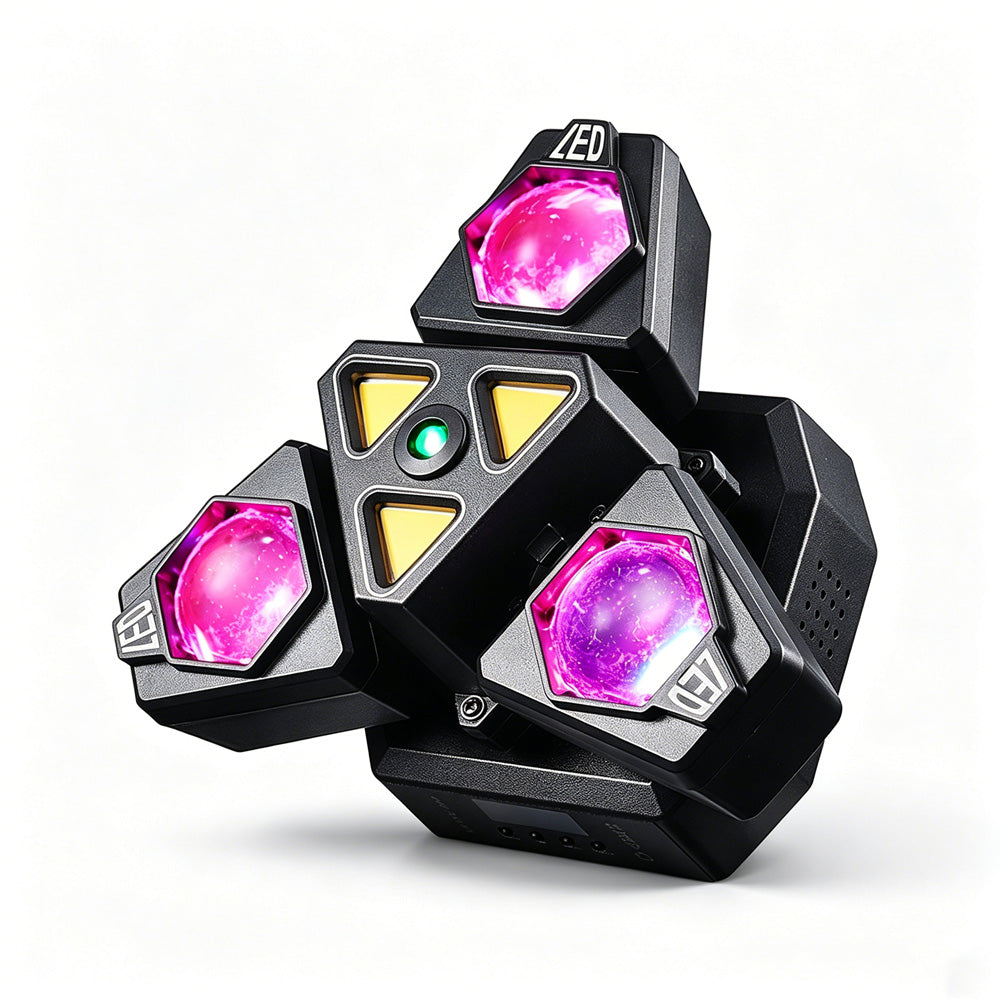 DJSOURCE Mini 50W 3Arms RGBW Beam Golden Strobe Green Laser Effect Moving Head Lighting For Home Party Club Dj Disco Wedding Stage Lights