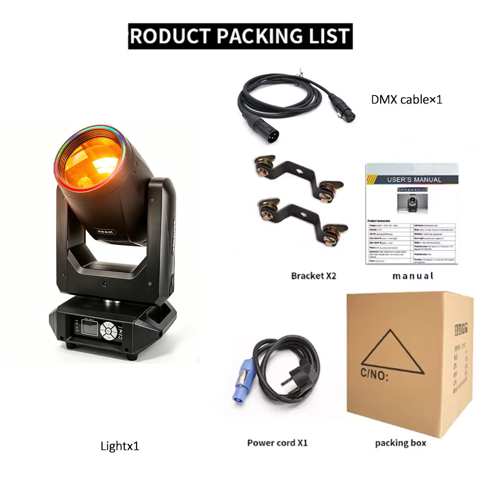 DJSOURCE 295W 14R Beam Spot Moving Head Lighting Array Prism DJ Disco Stage Light