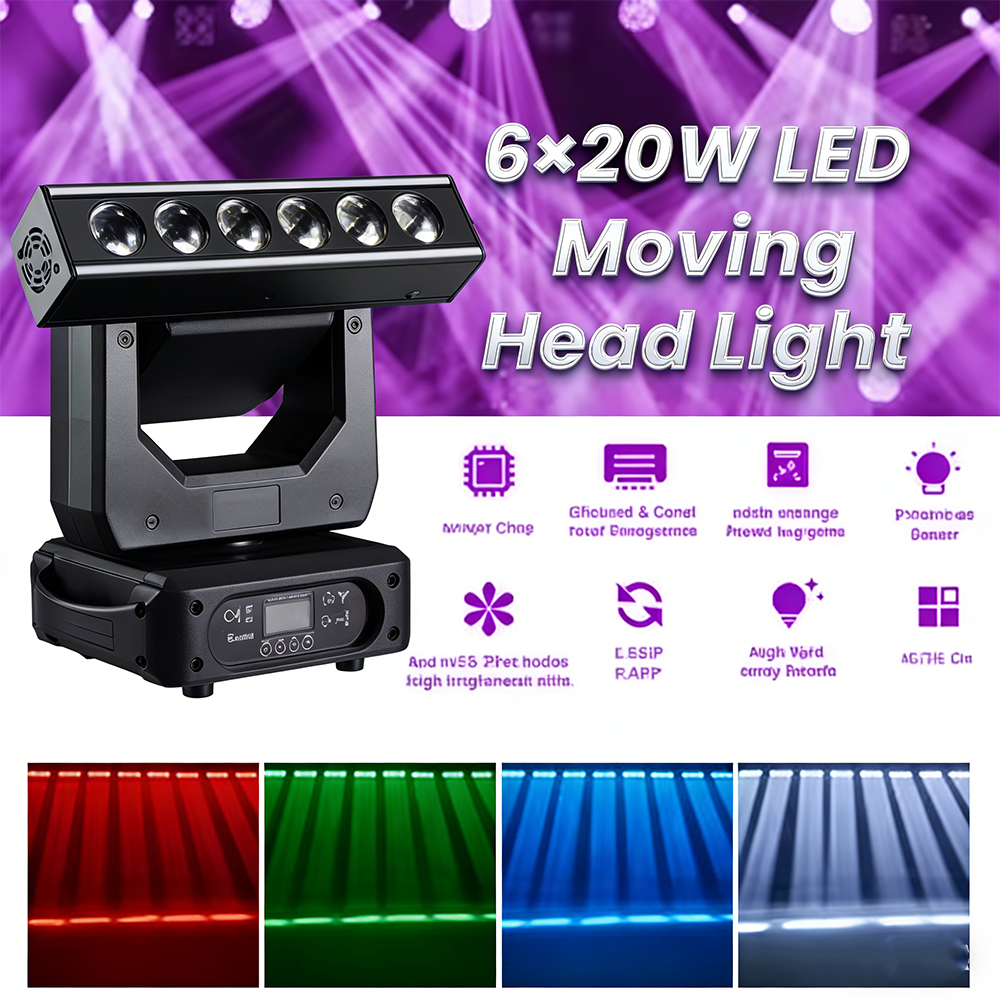 DJSOURCE 6x20w LED RGBW Moving head light