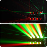Cargar imagen en el visor de la galería, DJSOURCE LED 8Heads 32x3W RGBW Beam Light + 100MW Red Green Laser + 2x5W Strobe Light Moving Head 3in1 Effect Stage Light For Dj Disco Club