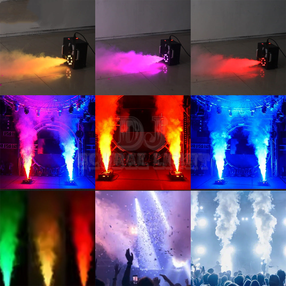 DJSOURCE 1500W Fog Smoke Machine Remote DMX Control LED RGB Light Haze Jet Effect Machine DJ Disco Nightclub Wedding Stage Equipment