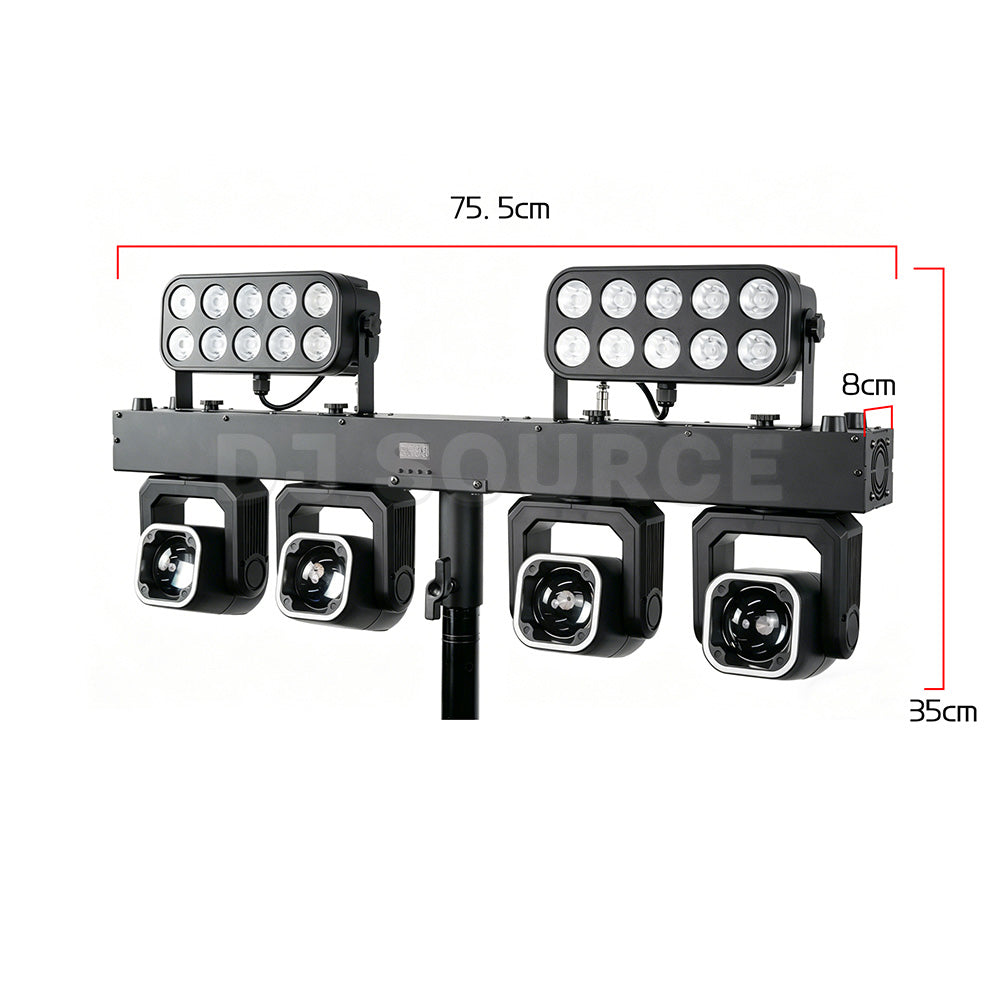 DJSOURCE Par Set LED RGBW 4in1 4x40W Beam Moving Head 20x6w LED RGBW Wash Strobe Effect Bar Stand For Party Dj Disco Club Wedding Stage