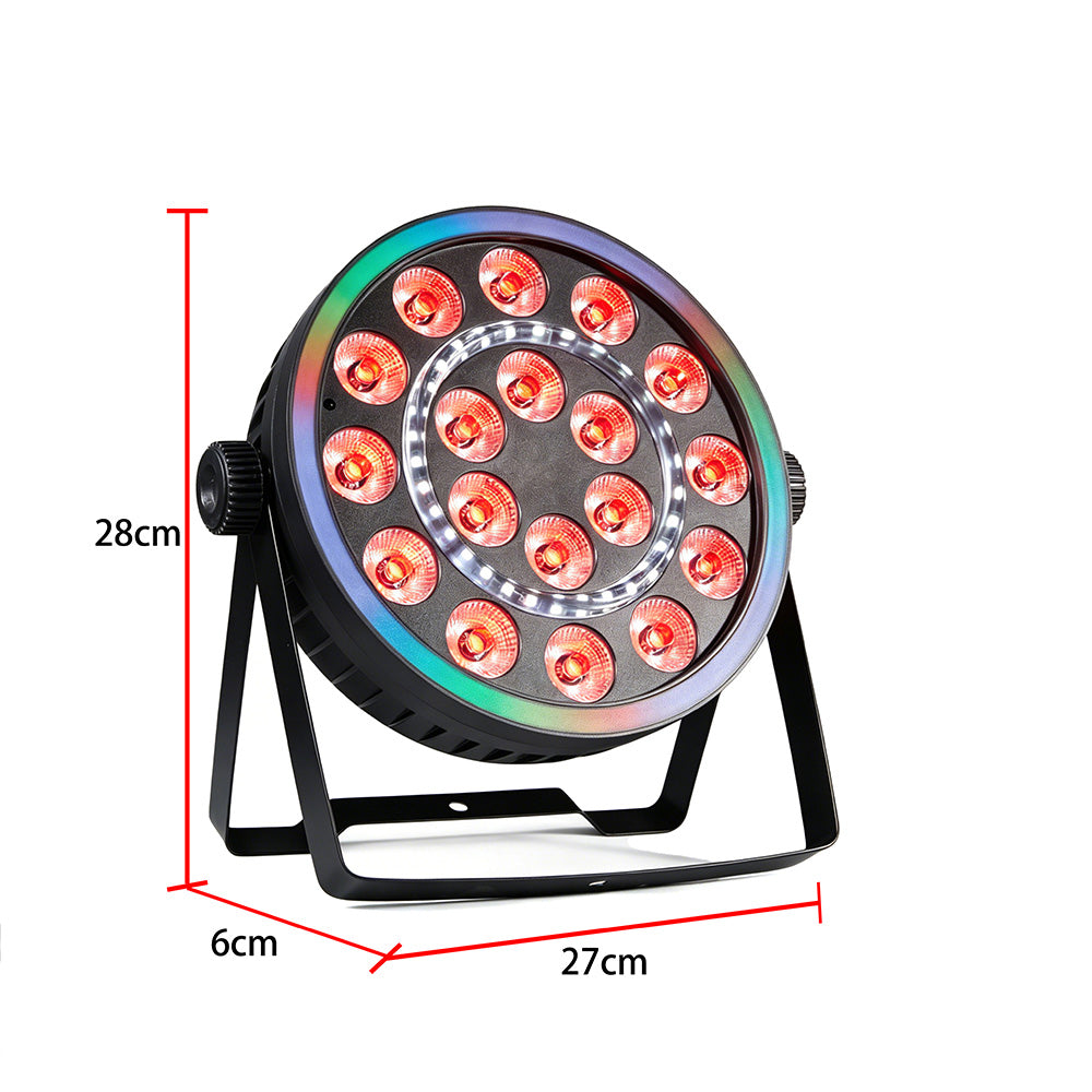 DJSOURCE LED 18x4W RGBW 4in1 With LED Ring Stage Par Lighting Club Wash Effect Strobe Flat Bar Lighting Dj Disco Concert Light