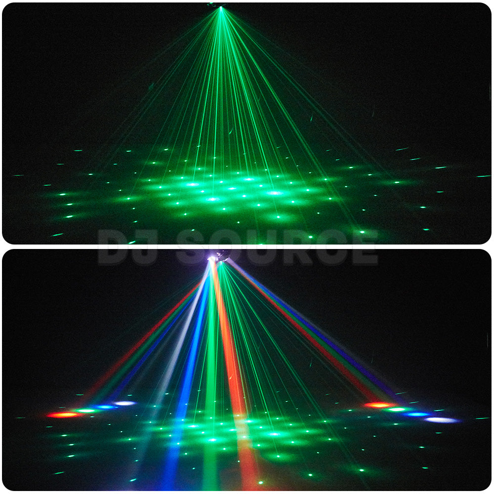 DJSOURCE Mini 50W 3Arms RGBW Beam Golden Strobe Green Laser Effect Moving Head Lighting For Home Party Club Dj Disco Wedding Stage Lights