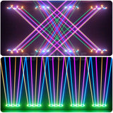 Cargar imagen en el visor de la galería, DJSOURCE 6Eyes 6x500MW RGB Laser  White Led Ring  Golden Strobe Moving Head Beam Flash Wash Effect Light For Dj Disco Club Party Stage Lighting