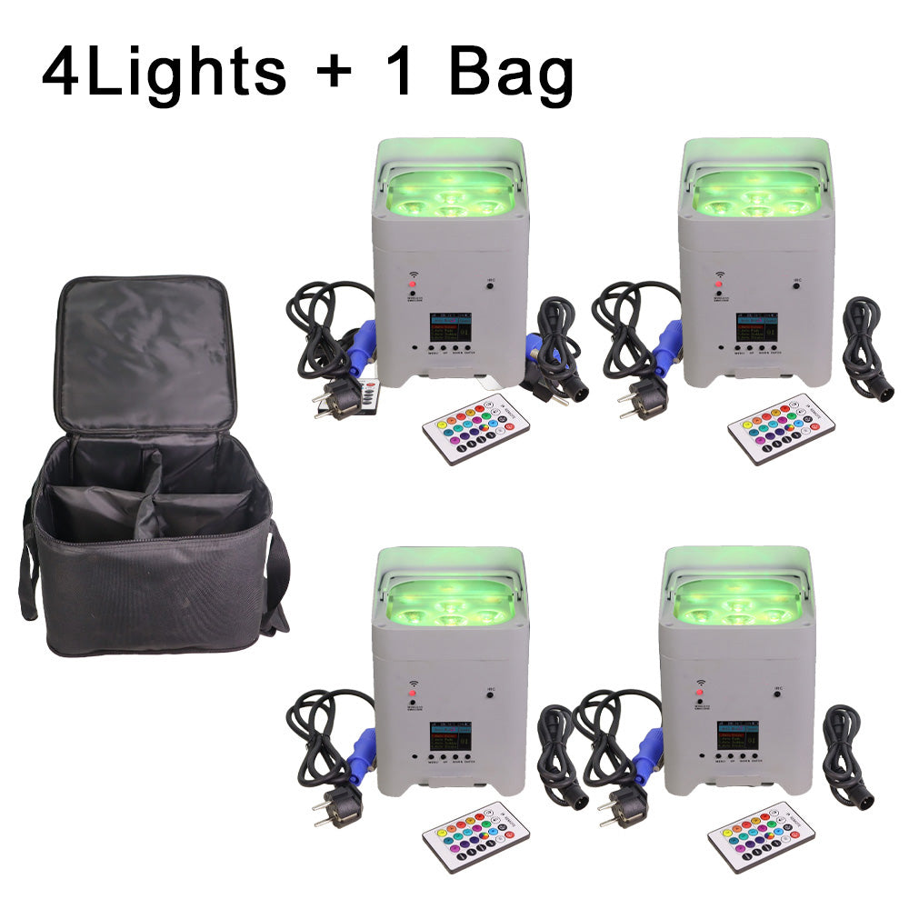 DJSOURCE 6x18w LED RGBWA UV 6in1 Par Light Battery Power Remote Wireless DMX Control Wall Washing Strobe Par Bar Dj Disco Light