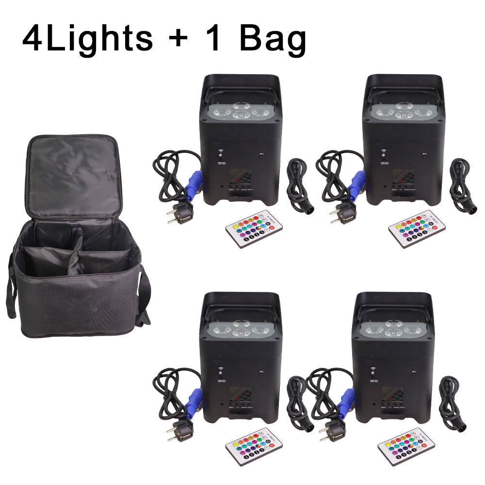 DJSOURCE 6x18w LED RGBWA UV 6in1 Par Light Battery Power Remote Wireless DMX Control Wall Washing Strobe Par Bar Dj Disco Light