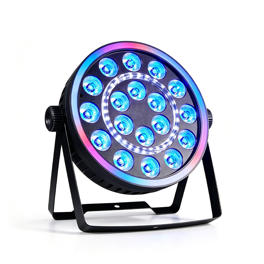DJSOURCE LED 18x4W RGBW 4in1 With LED Ring Stage Par Lighting Club Wash Effect Strobe Flat Bar Lighting Dj Disco Concert Light