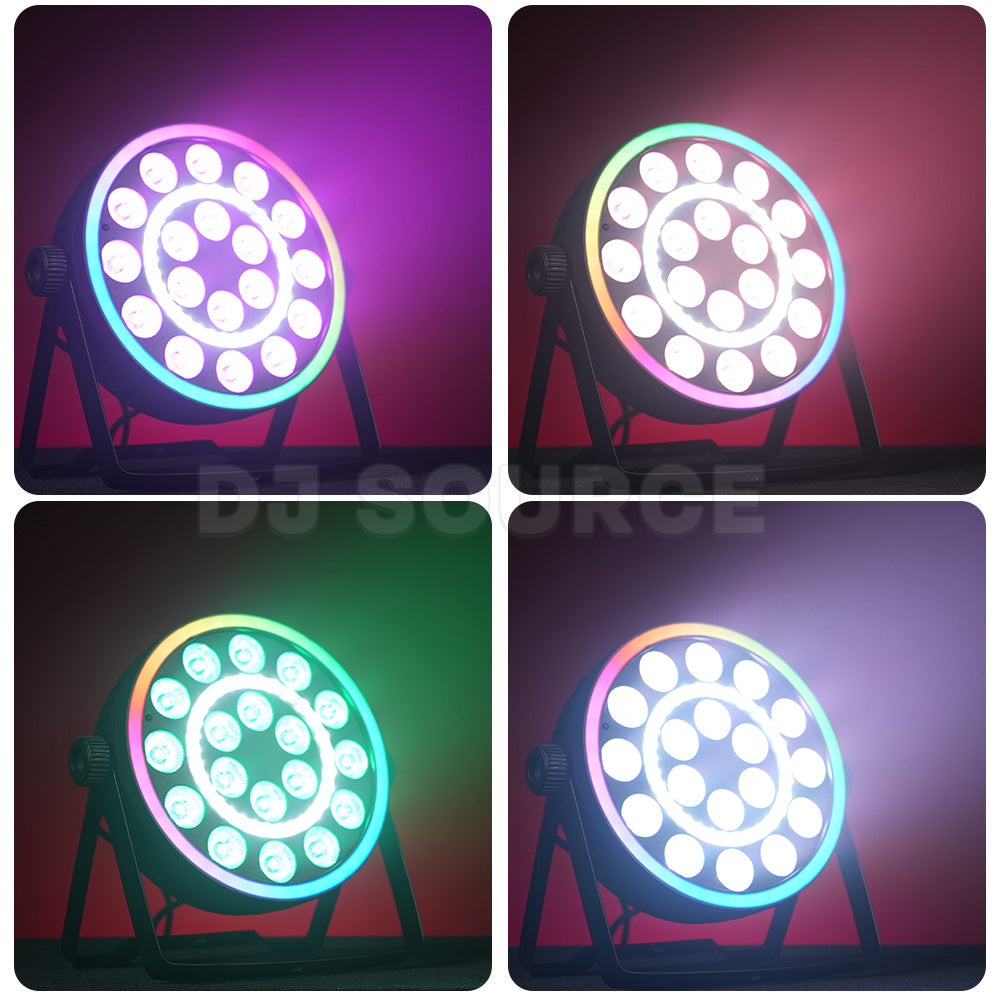 DJSOURCE LED 18x4W RGBW 4in1 With LED Ring Stage Par Lighting Club Wash Effect Strobe Flat Bar Lighting Dj Disco Concert Light
